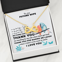 Thumbnail for AZTeam Meaningful Quote Interlocked Heart Necklace - to My Future Wife - Thank You for Making Me Laugh Best Birthday Gift for Your On Birthday, Christmas