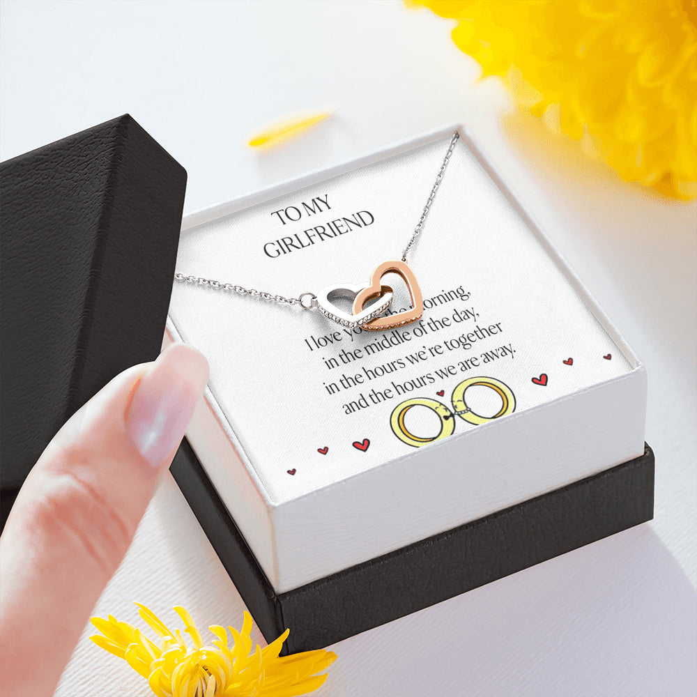 AZTeam Interlocked Heart Necklace to My Girlfriend I Love You in The Morning, Romantic Gifts for Girlfriend, Best Simple Gifts for Girlfriend, Jewelry for Girlfriend, Creative Birthday Gifts for her