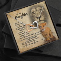 Thumbnail for From Dad To My Daughter Lion Saying I Hope You Believe In Yourself Interlocking Hearts Necklace - Lion Dad Daughter Matching Quote Necklace, Meaningful Gift, Thoughtful Gifts For Daughter