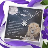 Thumbnail for to my daughter necklace from dad, you are braver stronger smarter than you thing the love knot necklace