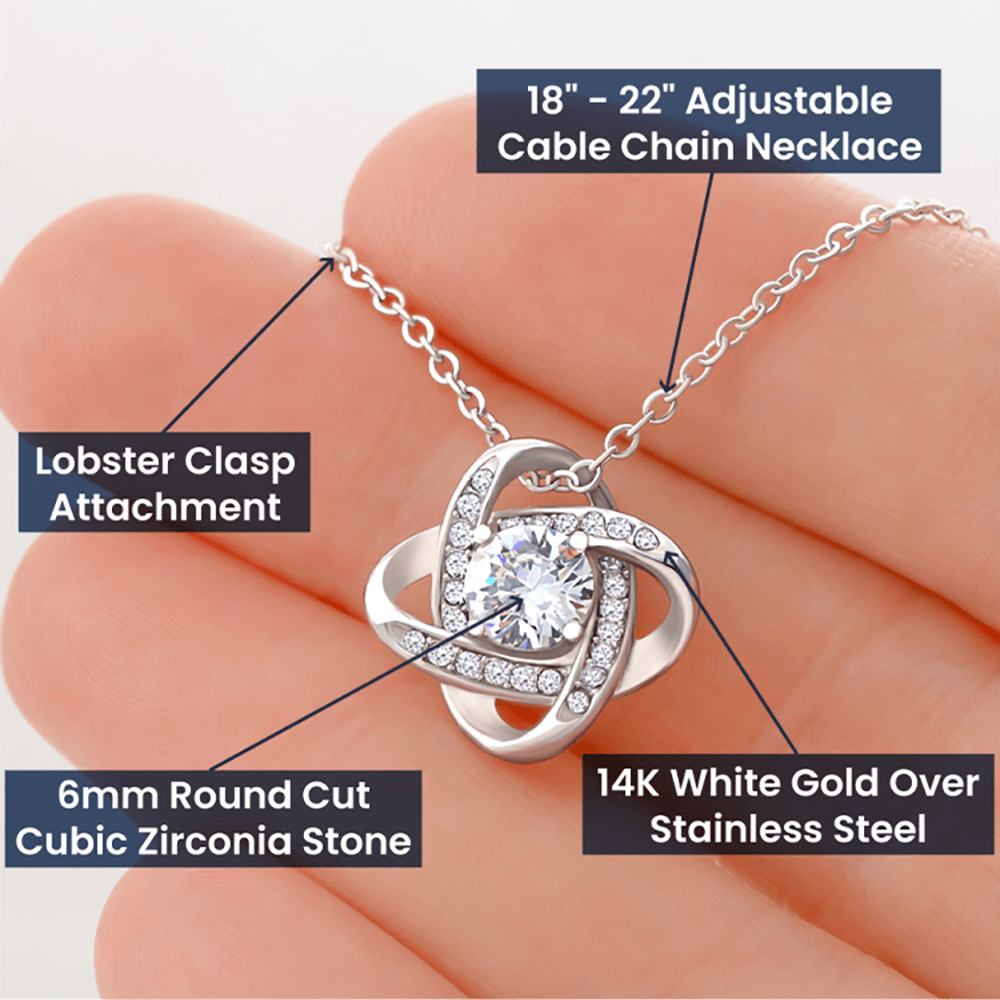to my beautiful bonus sister knot necklace