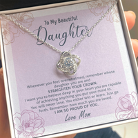 Thumbnail for to my beautiful daughter, i want you to believe deep in your heart the love knot necklace