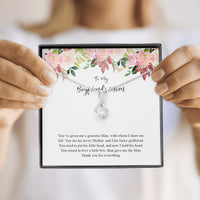 Thumbnail for Boyfriends Mom Necklace with Message Card, Jewelry Birthday Gift, Boyfriend Mom Gift Personalized, Custom Necklace for Women, 14k White Gold