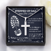 Thumbnail for Personalized to my stepped dad necklace, thank you for being the father you didn't have to me Stainless Steel Cross Necklace