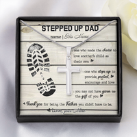Thumbnail for Personalized to my stepped up dad Stainless Steel Cross Necklace, thank you for being the father you didn't have to be necklace