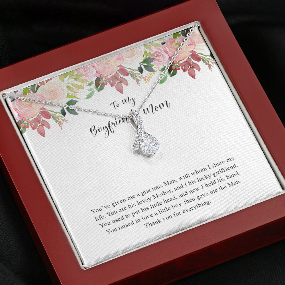 Boyfriends Mom Necklace with Message Card, Jewelry Birthday Gift, Boyfriend Mom Gift Personalized, Custom Necklace for Women, 14k White Gold