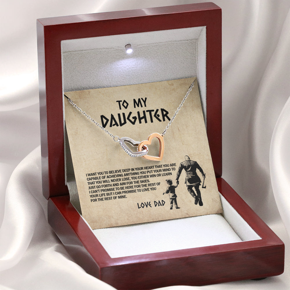 From Viking Dad To My Daughter I Want You To Believe Deep In Your Heart Joined Interlocking Hearts Pendant Necklace; Gift for Birthday,Christmas,Valentine's Day,Mother's day,Father's Day,Thanksgiving