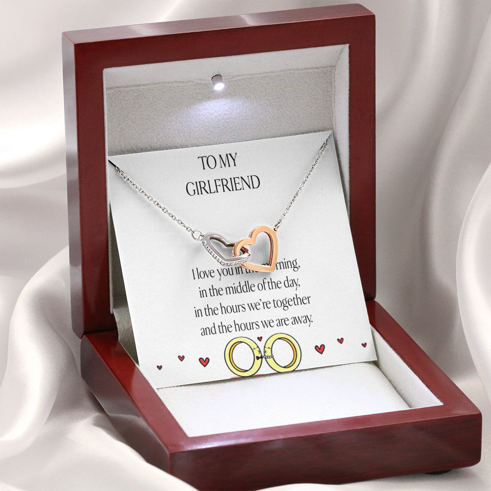 AZTeam Interlocked Heart Necklace to My Girlfriend I Love You in The Morning, Romantic Gifts for Girlfriend, Best Simple Gifts for Girlfriend, Jewelry for Girlfriend, Creative Birthday Gifts for her