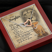 Thumbnail for From Dad To My Daughter Lion Saying I Hope You Believe In Yourself Interlocking Hearts Necklace - Lion Dad Daughter Matching Quote Necklace, Meaningful Gift, Thoughtful Gifts For Daughter