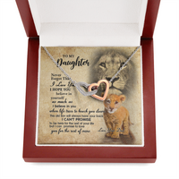 Thumbnail for From Dad To My Daughter Lion Saying I Hope You Believe In Yourself Interlocking Hearts Necklace - Lion Dad Daughter Matching Quote Necklace, Meaningful Gift, Thoughtful Gifts For Daughter