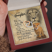Thumbnail for From Dad To My Daughter Lion Saying I Hope You Believe In Yourself Interlocking Hearts Necklace - Lion Dad Daughter Matching Quote Necklace, Meaningful Gift, Thoughtful Gifts For Daughter