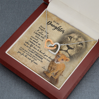 Thumbnail for From Dad To My Daughter Lion Saying I Hope You Believe In Yourself Interlocking Hearts Necklace - Lion Dad Daughter Matching Quote Necklace, Meaningful Gift, Thoughtful Gifts For Daughter