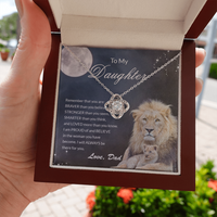 Thumbnail for to my daughter necklace from dad, you are braver stronger smarter than you thing the love knot necklace