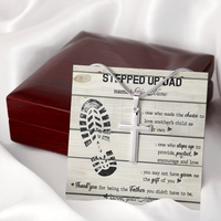 Thumbnail for Personalized to my stepped up dad Stainless Steel Cross Necklace, thank you for being the father you didn't have to be necklace