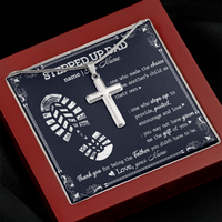 Thumbnail for Personalized to my stepped dad necklace, thank you for being the father you didn't have to me Stainless Steel Cross Necklace