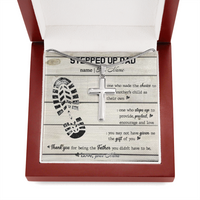Thumbnail for Personalized to my stepped up dad Stainless Steel Cross Necklace, thank you for being the father you didn't have to be necklace