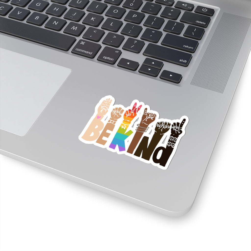 Be Kind Signanguage Magnet Kindness Diversity Kiss Cut Magnet Pride RainbowGBTQ Baby Stickers Boyfriend, Girlfriend, Friend Stickers Sticker for Laptop Decal Wall Stic