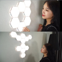 Thumbnail for 10 PCS DIY Quantum Light Touch Sensitive Sensor Night Lamp Modular Hexagonal LED Magnetic Lights Wall Lamp night light