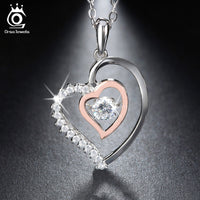 Thumbnail for 925 Silver Double Heart Pendant Necklace for Girlfriend, Wife- Gifts Ideas for her