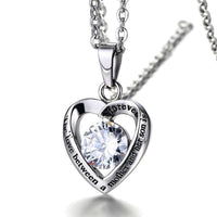 Thumbnail for Mother and Son Cyrstal Heart Stainless Steel Pendant Necklace, the Love Between a Mother and Her Son Is Forever Chain 20