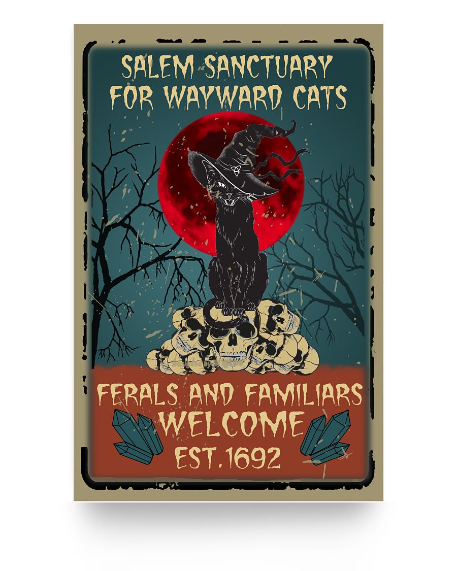to My Wife Poster from Husband Salem Sanctuary for Wayward Cats Ferals and Familiars Welcome Est 1692 Poster Prints Wall Art, Woman Bedroom, Kitchen and Dining Room Decor, Gift for Woman/Man 11x17