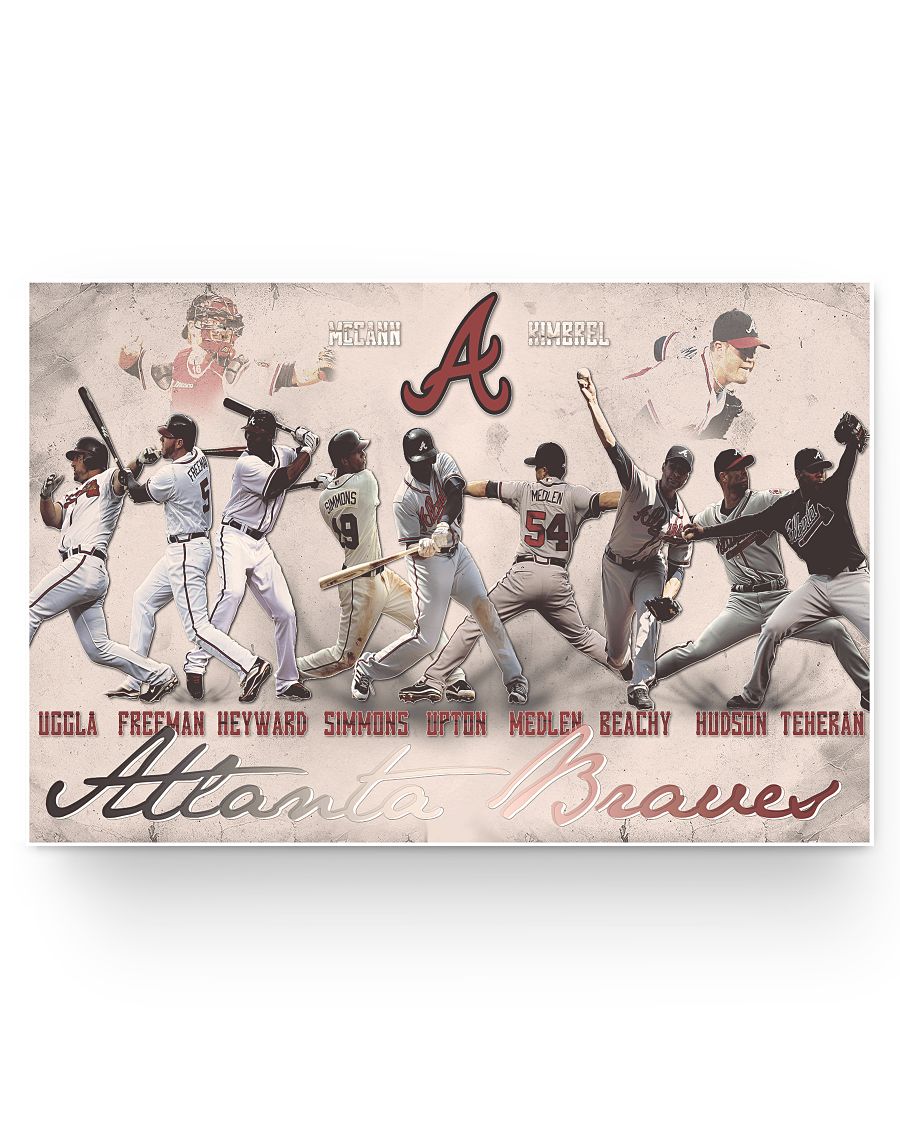 Molomon Braves Wall Atlanta Braves Posters Awesome Gifts Decor Living Room 24x36 Print - White, 36" x 24"