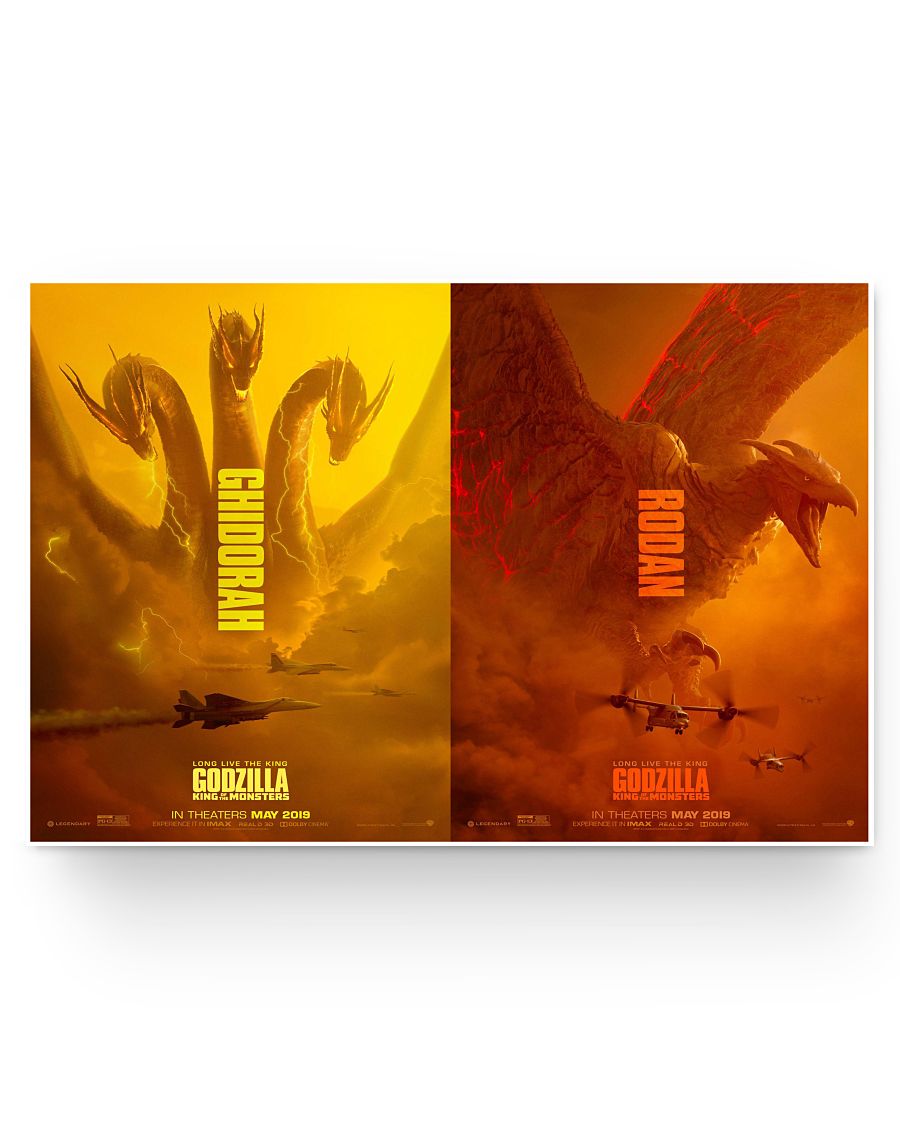 Ghidorah & Rodan Godzilla 2 Monster Posters Wall Full Size Anniversary Gifts Decor Bedroom, Living Room 36x24 Print High Quality